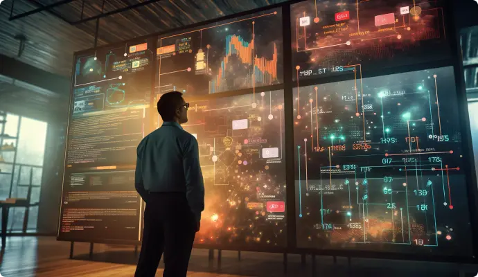 Engineer reviews the output of some scientific simulations.